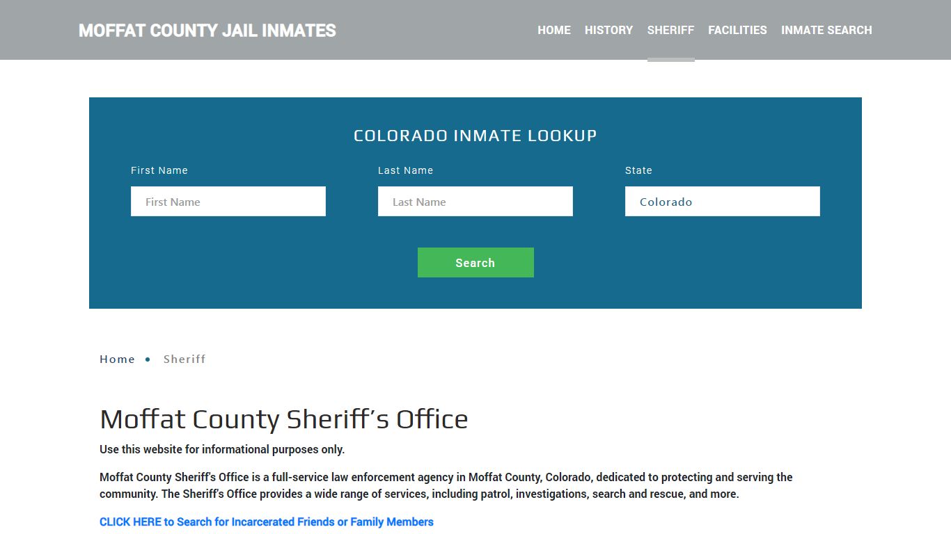 Moffat County Sheriff, CO Arrest Warrant Lookup